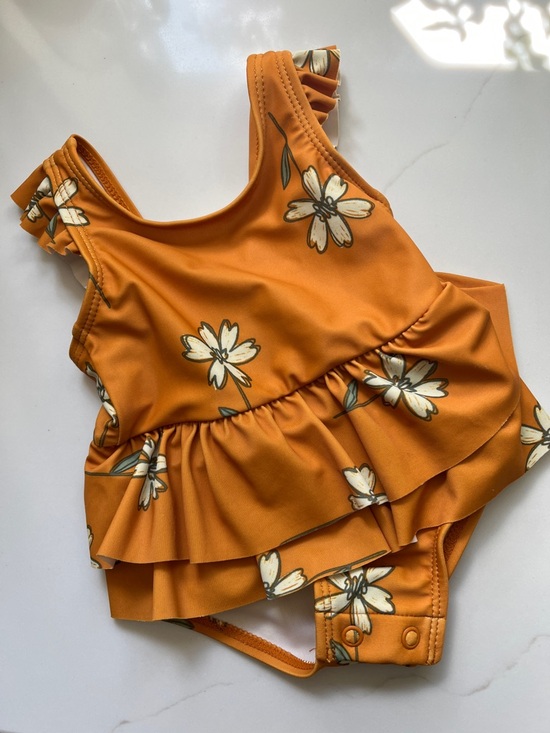 Carter's Other - Carter's Orange Floral Ruffled One-Piece Swimsuit